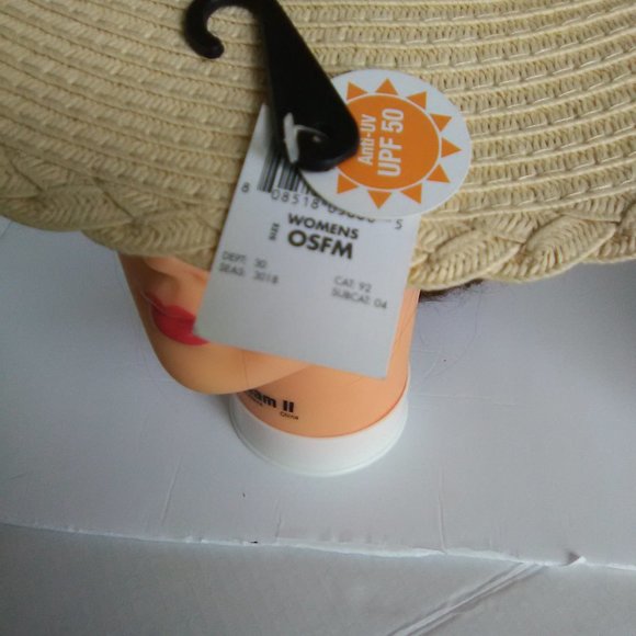 Women's Sun & Shade Straw Hat Color Beige Size OSFM - Picture 5 of 6